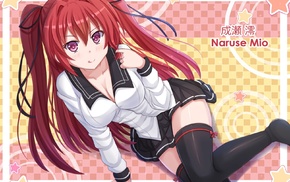 school uniform, manga, Shinmai Maou no Testament, redhead, twintails, Naruse Mio