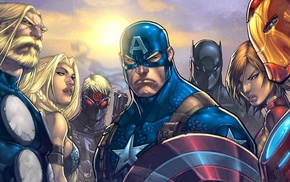 Captain America, Black Panther, Janet van Dyne, Thor, Hawkeye, comics