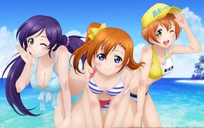 Kousaka Honoka, anime girls, Love Live, Toujou Nozomi, Hoshizora Rin, bikini