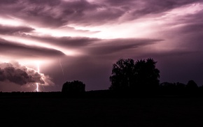 thunder, landscape, multiple display, storm