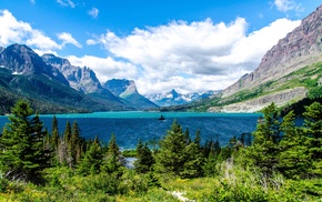 mountain, lake