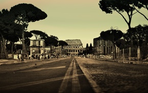 Colosseum, city, Rome, road