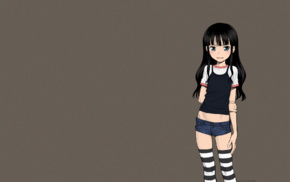 stockings, jean shorts, manga, blue eyes, anime girls, anime