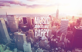 happy, city, New York City, cityscape, minimalism, music