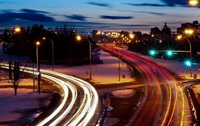 road, long exposure, Canada, street light, light trails, cityscape