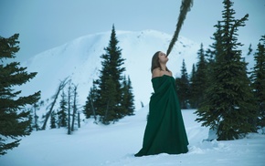 girl outdoors, girl, winter, snow