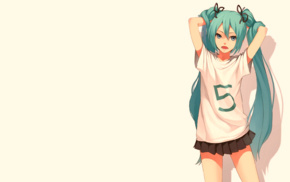 Hatsune Miku, short skirt, T, shirt, Vocaloid