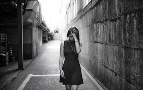 girl, model, monochrome