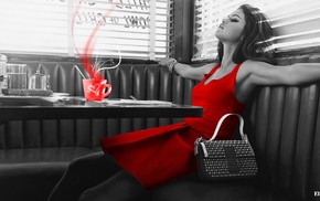 girl, Selena Gomez, selective coloring