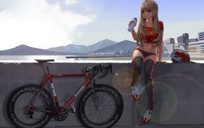 anime, panties, bicycle, anime girls