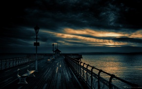 sea, clouds, coast, landscape