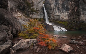 nature, river, waterfall