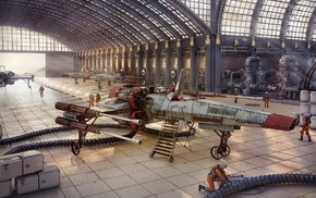 airplane, Star Wars, X, wing, hangar