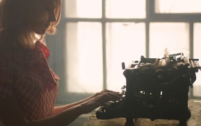 girl, typewriters, blonde