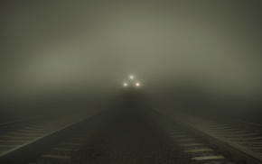 mist, train, railway