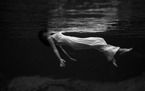 monochrome, underwater, The Chemical Brothers, girl