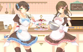 dress, thigh, highs, maid outfit, cakes