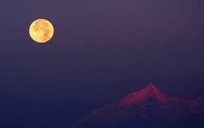 mountain, moon, evening, moonlight