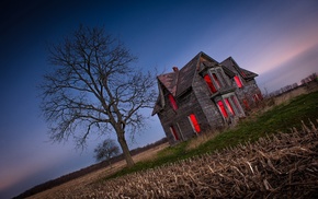 field, scarry, landscape, house