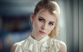 portrait, model, bokeh, Irina Popova, blonde, face