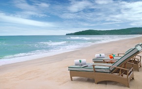 hill, drink, clouds, chair, sand, tropical