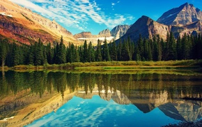 reflection, lake, nature, landscape, trees