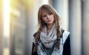 girl, scarf, model, Anastasia Scheglova, pigtails, auburn hair