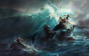 fantasy art, painting, Poseidon, artwork