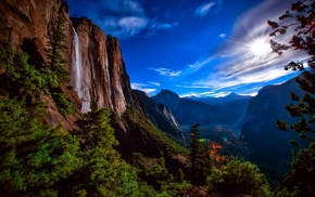 waterfall, landscape, nature