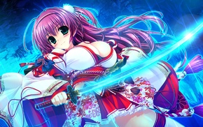 long hair, sword, anime girls