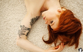 lying down, girl, redhead, tattoo, AnnaLee Suicide