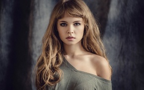 model, bare shoulders, girl, Anastasia Scheglova, portrait, long hair