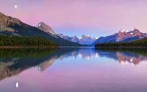 mountain, Canada, lake, snowy peak, forest, landscape