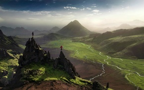 nature, valley, mist, landscape, Iceland, river