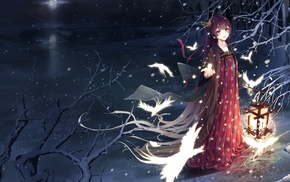 anime girls, snow, long hair