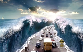 Moses, road, car, humor, sea