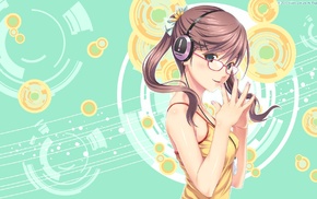 glasses, anime, anime girls, headphones