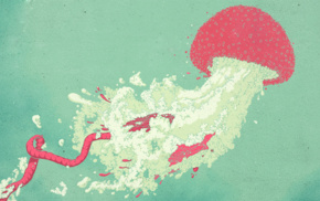 jellyfish, artwork, simple background