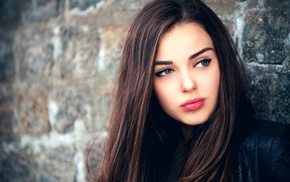 girl, brunette, face
