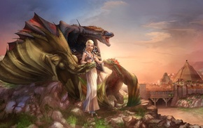 fan art, Meereen, dragon, fantasy art, Game of Thrones, Daenerys Targaryen