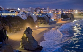 waves, building, sea, nature