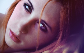 redhead, closeup, girl, makeup