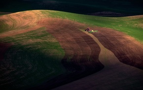 landscape, field, tractors