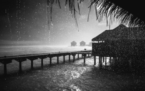 Maldives, rain, monochrome