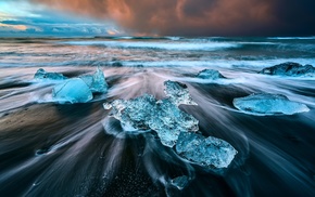 waves, nature, water, long exposure, sea, Iceland