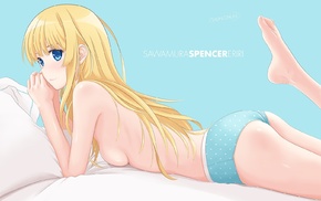 Sawamura Eriri Spencer, blue eyes, Saenai Heroine no Sodatekata, simple background, anime girls, anime