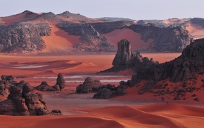 red, dune, landscape, desert, Algeria, girl outdoors