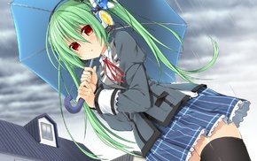 umbrella, school uniform, anime girls