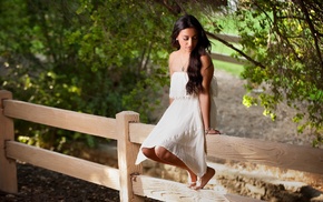 girl, dark hair, dress