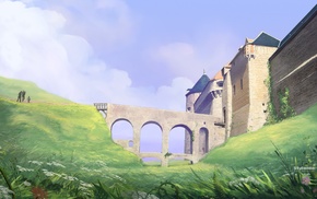 arch, fantasy art, hill